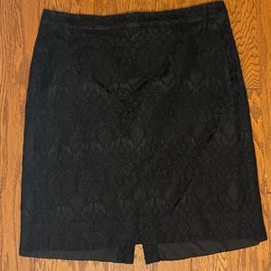 J. Crew Black Lace Pencil Skirt